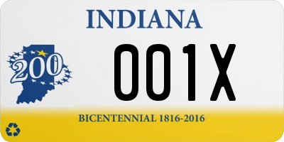 IN license plate 001X