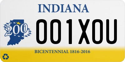 IN license plate 001XOU