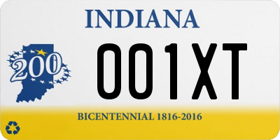 IN license plate 001XT