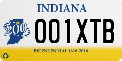IN license plate 001XTB