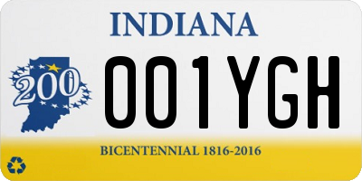 IN license plate 001YGH