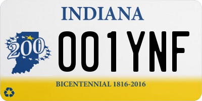 IN license plate 001YNF