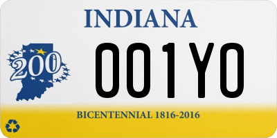 IN license plate 001YO