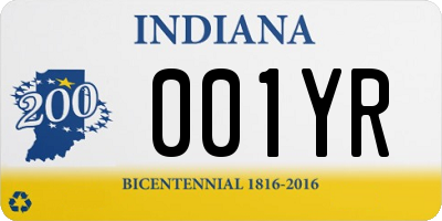 IN license plate 001YR