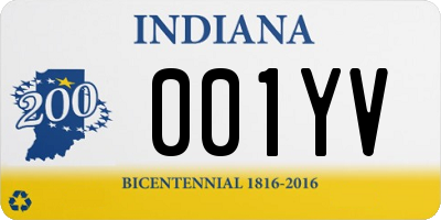 IN license plate 001YV