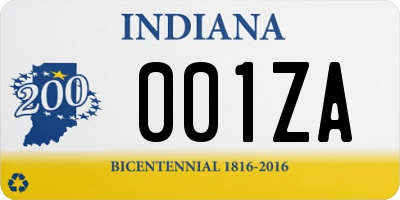 IN license plate 001ZA