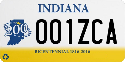 IN license plate 001ZCA