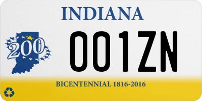 IN license plate 001ZN