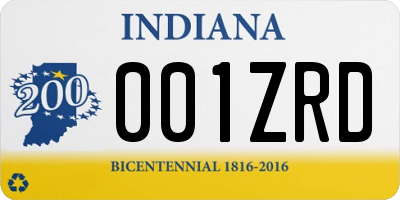 IN license plate 001ZRD