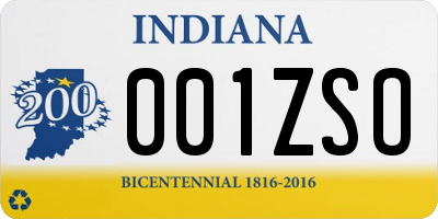 IN license plate 001ZSO