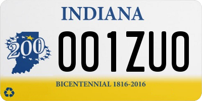 IN license plate 001ZUO