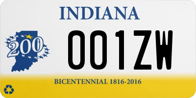 IN license plate 001ZW