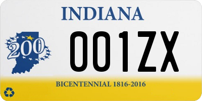 IN license plate 001ZX