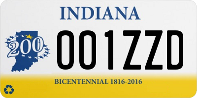 IN license plate 001ZZD