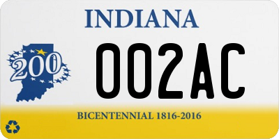 IN license plate 002AC