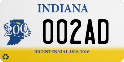 IN license plate 002AD