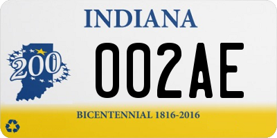 IN license plate 002AE