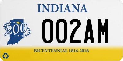 IN license plate 002AM