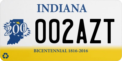 IN license plate 002AZT