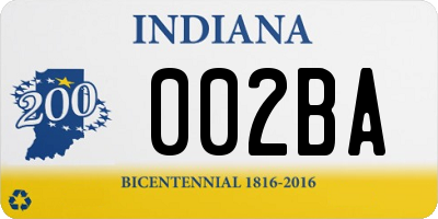 IN license plate 002BA