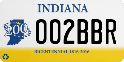 IN license plate 002BBR