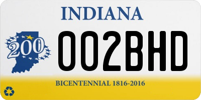 IN license plate 002BHD