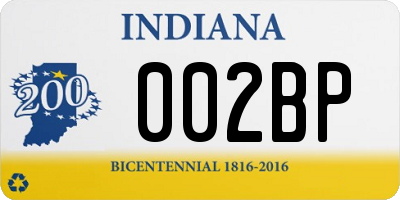 IN license plate 002BP