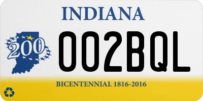 IN license plate 002BQL