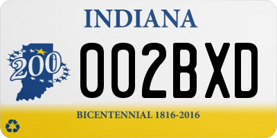 IN license plate 002BXD