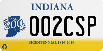 IN license plate 002CSP