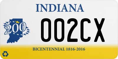 IN license plate 002CX