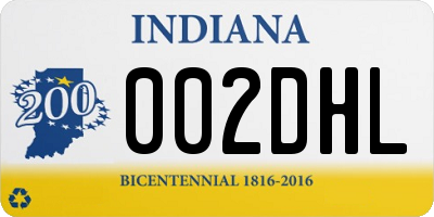 IN license plate 002DHL