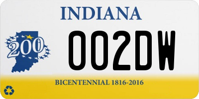 IN license plate 002DW