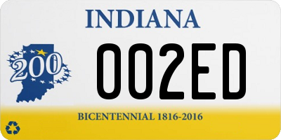 IN license plate 002ED