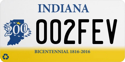 IN license plate 002FEV
