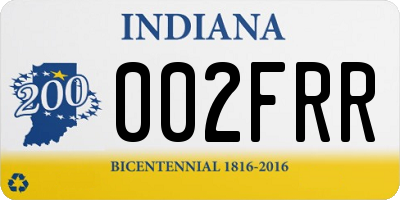 IN license plate 002FRR