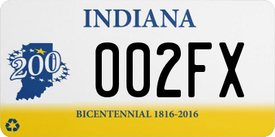 IN license plate 002FX