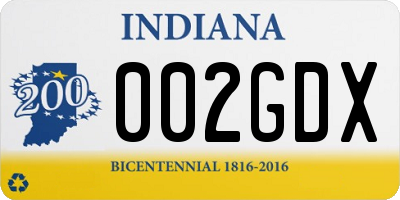 IN license plate 002GDX