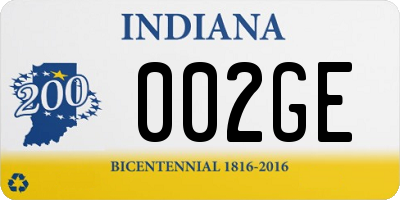 IN license plate 002GE