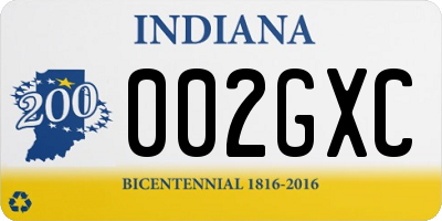 IN license plate 002GXC