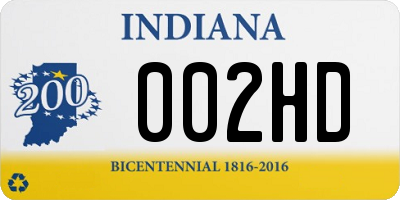 IN license plate 002HD