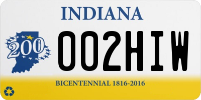 IN license plate 002HIW