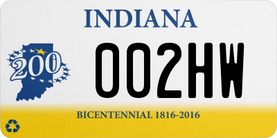 IN license plate 002HW