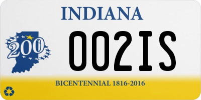 IN license plate 002IS