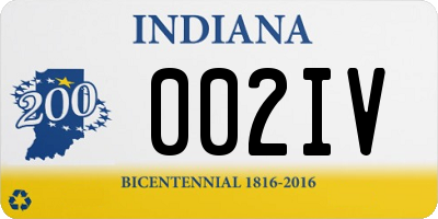 IN license plate 002IV