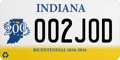 IN license plate 002JOD