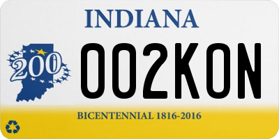 IN license plate 002KON