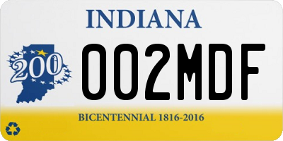 IN license plate 002MDF