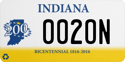 IN license plate 002ON