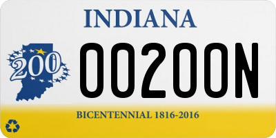 IN license plate 002OON